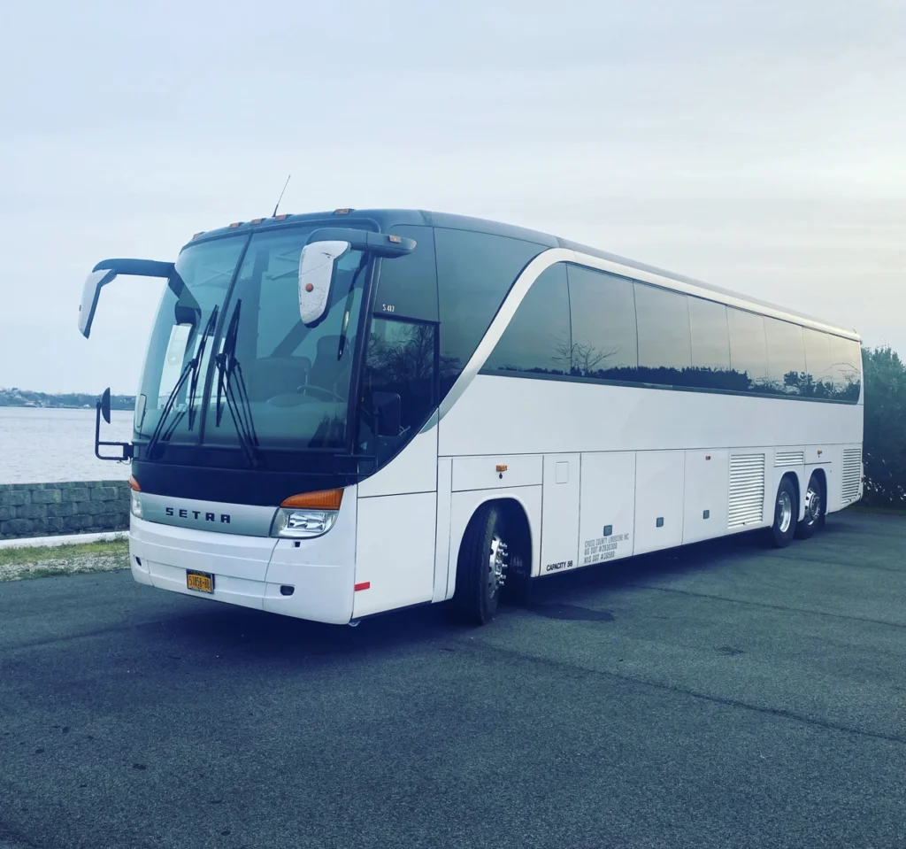 Cross County Limousine white luxury shuttle bus